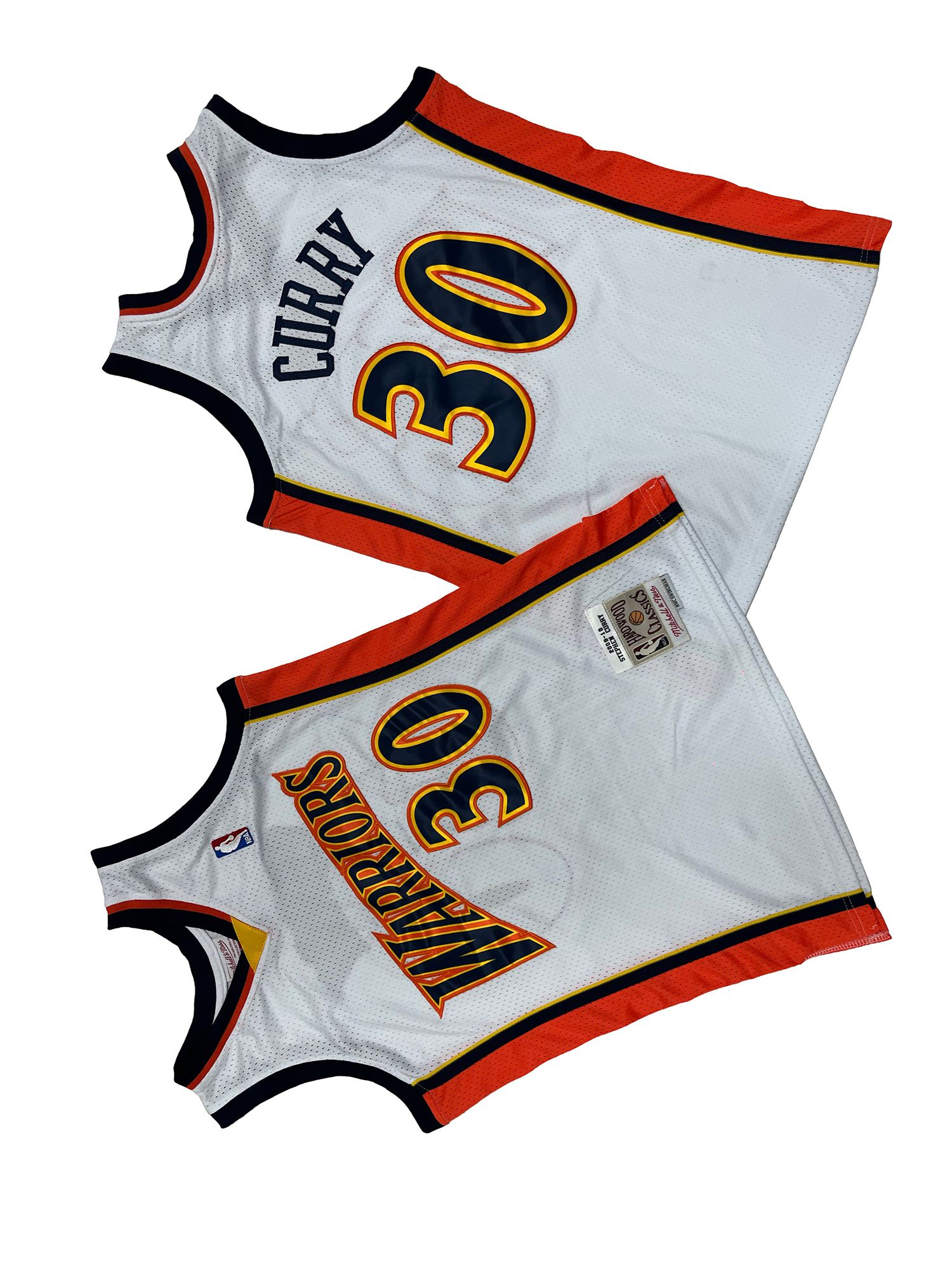 Men Golden State Warriors #30 Curry Whitte Throwback NBA Jersey